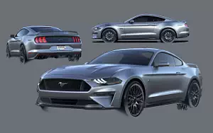 Ford Mustang GT car sketch wallpapers